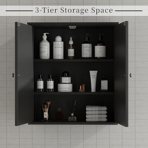 Shintenchi Bathroom Wall Cabinet, Space Saving Medicine Cabinet, Over The Toilet Storage with 2 Door & 3-Tier Storage Space, White in Saudi Arabia