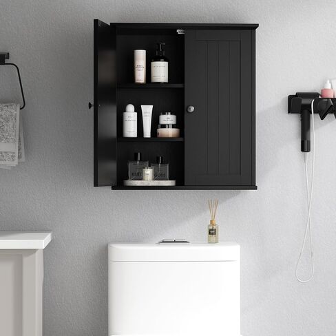 Shintenchi Bathroom Wall Cabinet, Space Saving Medicine Cabinet, Over The Toilet Storage with 2 Door & 3-Tier Storage Space, White in Saudi Arabia