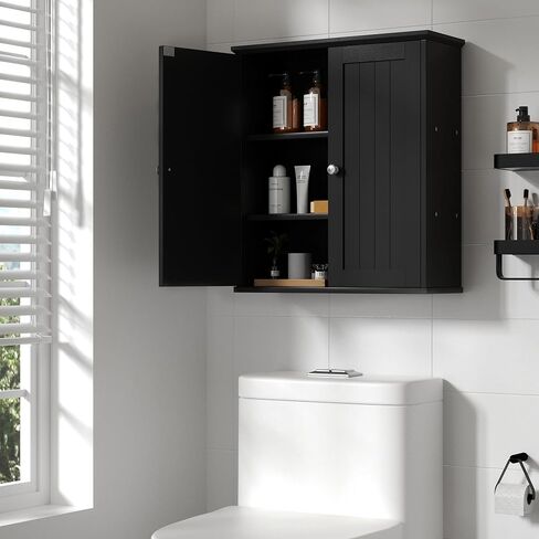 Shintenchi Bathroom Wall Cabinet, Space Saving Medicine Cabinet, Over The Toilet Storage with 2 Door & 3-Tier Storage Space, White in Saudi Arabia