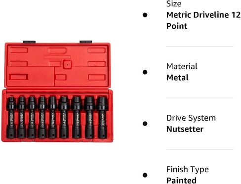 SUNEX TOOLS 2695، مجموعة مقبس خلوص محدود لمحرك الأقراص مقاس ½ بوصة، 12 نقطة، 9 قطع، متري، 8 مم - 17 مم، فولاذ Cr-Mo، حقيبة تخزين شديدة التحمل in Saudi Arabia