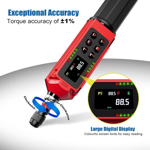 Digital Torque Screwdriver, 1.5-88.5in-lbs./0.15-10Nm, Electronic Adjustable Screwdriver Torque Wrench Set with ±1% Accuracy, Vibration, Buzzer, LED Notification for Gunsmithing, Scope Mounting in Saudi Arabia