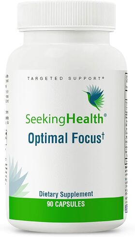 البحث عن التركيز الأمثل للصحة، دعم منشط الذهن خالٍ من المنشطات والكافيين للذاكرة والتركيز، مع الكولين وDHA من الطحالب والجينسنغ الأمريكي والنباتي والنباتي (90 كبسولة) in Kuwait
