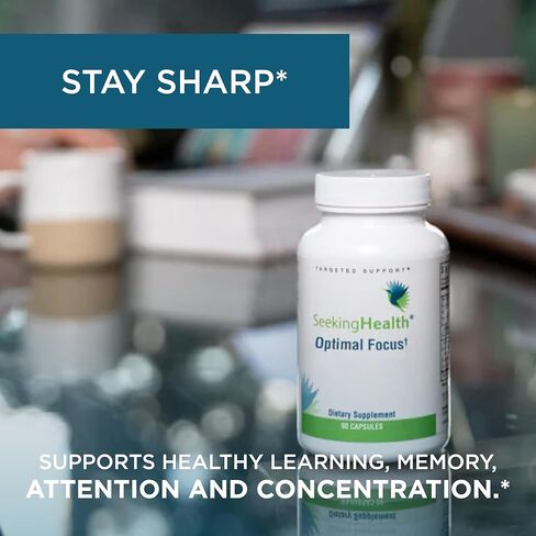 البحث عن التركيز الأمثل للصحة، دعم منشط الذهن خالٍ من المنشطات والكافيين للذاكرة والتركيز، مع الكولين وDHA من الطحالب والجينسنغ الأمريكي والنباتي والنباتي (90 كبسولة) in Kuwait