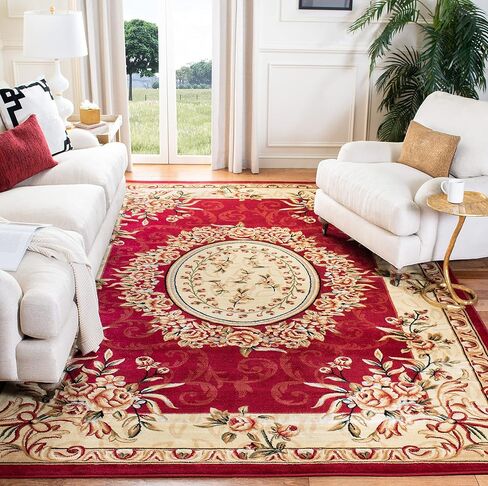 SAFAVIEH Lyndhurst Collection Runner Rug - 2'3" x 6', Red & Ivory, Traditional European Medallion Design, Non-Shedding & Easy Care, Ideal for High Traffic Areas in Living Room, Bedroom (LNH328C) in Saudi Arabia