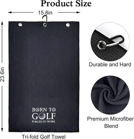 Born to Golf Forced to Work منشفة جولف مضحكة، مناشف جولف مطرزة لحقائب الجولف مع مشبك، ملحقات الجولف للرجال، هدايا عيد ميلاد لمحبي الجولف، هدية تقاعد للأب والأم بوس الزملاء in Saudi Arabia
