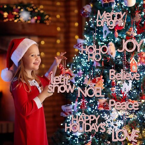 9 Pcs Christmas Word Sign Ornaments Xmas Wooden Cutout Letter Hanging Craft Wall Decor Believe Sign Joy Peace Sign Farmhouse Christmas Tree Decorations Winter Party Supplies (Gold, Chic) in Saudi Arabia