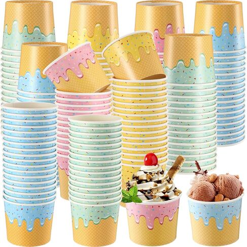 Paper Ice Cream Cups Bulk Disposable Dessert Bowls Ice Cream Bowls Paper Dessert Cups Ice Cream Party Bowls for Sundae Soup Frozen Yogurt Cold or Hot Food Party Supplies(6 oz, 100 Pcs) in Saudi Arabia