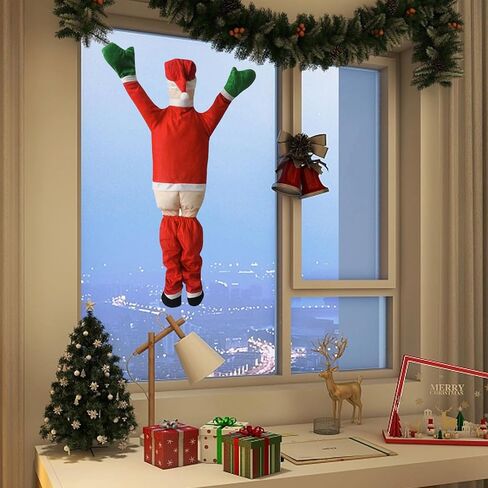 5.5 FT Hanging Santa Claus, Christmas Decorations, Christmas Hanging Santa Decoration, Christmas Santa Claus, Christmas Door Decorations, Creative Outside Roof Outdoor Yard Decor in Kuwait