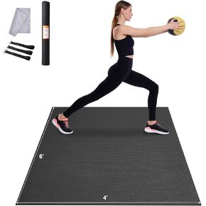 VEVOR Large Exercise Mat, Non Slip High Density Premium Yoga Mat, Exercise Yoga Mat for Men Women, Fitness & Exercise Mat with Bag & Carry Strap, for All Types of Home Yoga, Pilate & Floor Workout