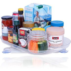 PZU Rectangular Lazy Susan for Refrigerator,Turntable Organizer for Fridge Clear Lazy Susan for Fridge,Cabinet, Table, Pantry, Kitchen, Countertop (1 Pack)