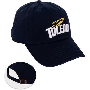 Desert Cactus University of Toledo Baseball Hat UT Rockets Brimmed Embroirderd Hats Cap Adjustable Cloth Strap Adult (Style A) Blue