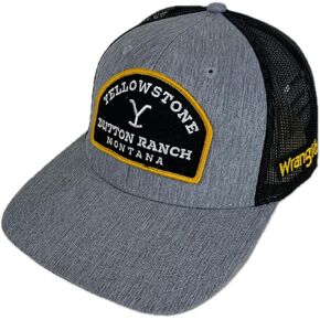 Yellowstone Dutton Ranch Patched Gray and Black Mesh Structured Trucker Hat
