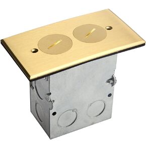 ENERLITES Screw Cap Cover Floor Box kit, 5" x 2.8" 1-Gang, 20A Tamper-Weather Resistant Duplex Receptacle Outlet, Watertight Gasket, Corrosive Resistant, UL Listed, 975506-C, Brass