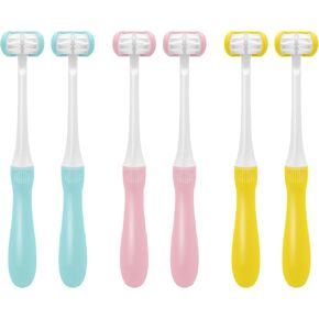 Three Sided Toothbrush, Autism Sensory Toothbrush, Kids Travel Toothbrushes, 3 Sided Brush Head Soft Bristle for Kids Gentle Clean Teeth Gum Care(6pcs)