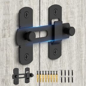 2 Packs Barn Door Lock Latches, Matte Black Stainless Steel Flip Gate Latch Security Door Latch, Door Lock for Barn Door, Pet Door, Bathroom, Cabinet Closet, Window, Sliding Door Latch