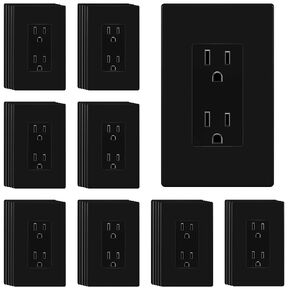 ENERLITES White Decorator Receptacle with Screwless Wall Plate, Standard Electrical Wall Outlet, 15A 125V, Self-Grounding, 2-Pole, 3-Wire, 5-15R, UL Listed, 61502-WSID, 10 Pack, Non Tamper Resistant