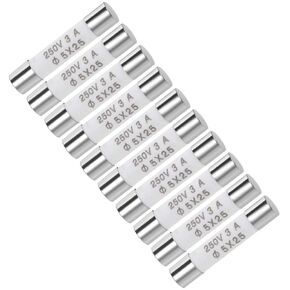 uxcell Ceramic Cartridge Fuses 3A 250V 5x25mm Fast Blow Replacement for Stereo Audio Alarm Amplifier Ceramic Fuses 10pcs