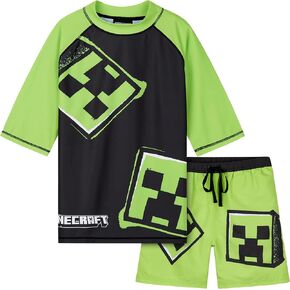 Minecraft Boys 2 Piece Swim Set, Swimming Top and Boys Swim Trunks