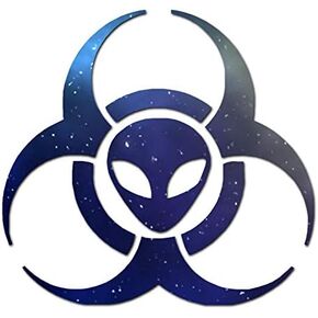 Alien Biohazard Symbol - Vinyl Decal Sticker - 4" x 3.75" - Black