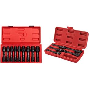 SUNEX TOOLS 2695, ½ Inch Drive Driveline Limited Clearance Socket Set, 12-Point, 9-Piece, Metric, 8mm-17mm, Cr-Mo Steel, Heavy Duty Storage Case