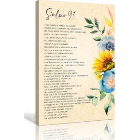 Psalm 91 Wall Art Spanish Bible Verses Wall Decor Framed Motivational Quotes Pictures Christian Wall Art Prints 08x12 inches