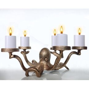 Iron Octopus Tealight Holder - Decorative Octopus Candle Holder - Octopus Tea Light Candelabras