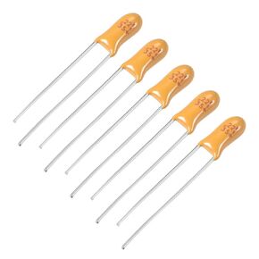 uxcell 0.22uF Tantalum Capacitor, 35V 2 Pin Yellow Radial Electrolytic Capacitor Dipped Tantalum Bead Capacitors 5pcs