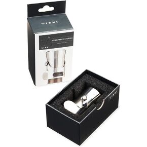 Viski Heavyweight Champagne Stopper, Sparkling Wine Saver, Stainless Steel and Silicone Seal, Champagne Preservation, Champagne Sealer, Champagne Accessories and Gifts, Set of 1, Gold