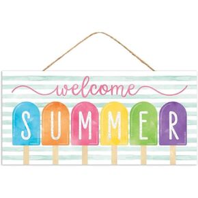 Craig Bachman 15" Wooden Sign: Welcome Summer - Summer Welcome Popsicle Glitter Wood Wall or Door Hanger Sign