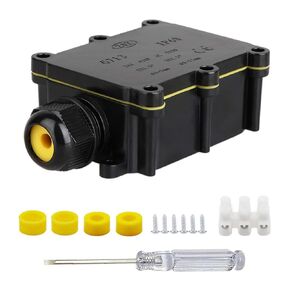Waterproof IP68 External Junction Box, 2 Way Plug Line M20 Coaxial Cable Connector Wire Range 5 to 15mm Outdoor External Electric Power Cord Boxes (Black-2pcs)