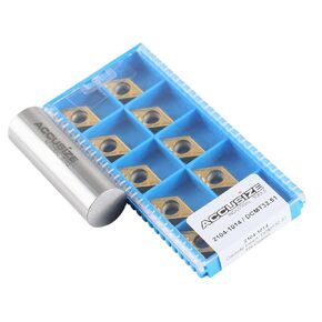 Accusize Industrial Tools Dcmt21.51 Tin Coated Carbide Inserts, 10 Pcs/Box, 2104-1010