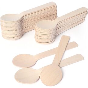 LotFancy Mini Wooden Spoons, Pack of 200, 4 inch Length, Disposable Tasting Sampling Spoons, Biodegradable Compostable Eco-friendly Birchwood Taster Spoons