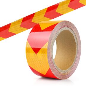 BOMEI PACK Red White Reflective Tape,1 Inch x 30 ft DOC-C2 Outdoor Waterproof Conspicuity Strong Adhesive Reflector Safety Tape,Industrial Marking Tape for Trailer, Bikes, cars,trucks