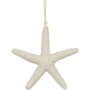 Deco 79 Jute Rope Starfish Handmade Home Wall Decor Wrapped Wall Sculpture with Hanging Rope, Wall Art 13" x 2" x 13", Cream
