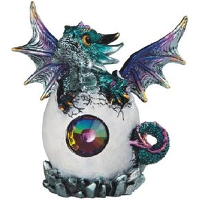 ICE ARMOR 5" H Blue Dragon Baby Hatchling in Egg Statue Fantasy Decoration Figurine