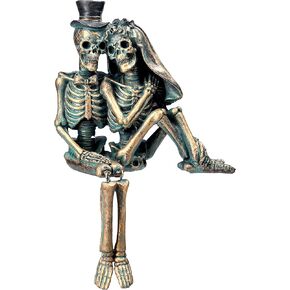 Pacific Giftware Love Never Dies Newly Wed Steampunk Eyes Skeleton Couple Shelf Sitter Cake Topper 7.2" Tall