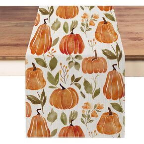 مفرش طاولة قرع الخريف مقاس 13 × 72 بوصة، ديكورات طاولة القرع بالألوان المائية للحصاد الموسمي في الخريف وعيد الشكر في المزرعة المنزلية والمطبخ وحفلات الطعام in Kuwait