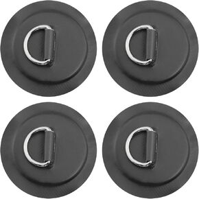 D-Ring Patch 4PCS Stainless Steel D Rings Patches for PVC Inflatable Boat Canoe Raft Dinghy Kayak Surfboard Paddle Board Pad Black D-Ring Pad