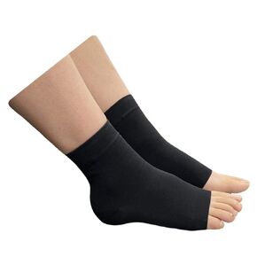 Extra Wide Ankle Big Feet 20-30 mmHg Compression Swelling Foot Pain Circulation Plus Size Sock Open Toe Sleeve (Black, Big Ankle 3XL)
