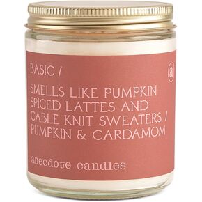 Anecdote Candles ‘Basic' Coconut Soy Wax Candle Jar | Premium Hand Poured & Long Burning | Pumpkin & Cardamom Scent | Phthalate-Free | for Home, Office, Gift - 7.8 Oz
