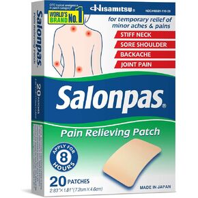 رقعة تخفيف الألم من سالونباس، 20 قطعة، لتخفيف آلام الظهر والرقبة والكتف والركبة وألم العضلات، لمدة 8 ساعات in Kuwait