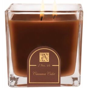 Aromatique Cinnamon Cider Medium Glass Cube Candle 12oz - Decorative Home Fragrance Aromatherapy Long Lasting Room Air Freshener Deodorizer Perfect Fall Decoration Luxury Glass Candle Gift