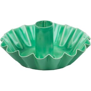 Scalloped Green Metal Dinner Candle Holder - Handmade in India with Enamel Finish - Elegant Table Decor - Versatile Use for Dinner Ambiance and Year-Round Mantlepiece Style Made by Talking Tables