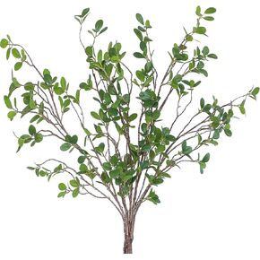 Floroom 4 pcs Artificial Eucalyptus Green Branches 44.3 Inch, Faux Greenery Plant Stems Ficus Twigs Fake Tree Branches for Vase Home Decorations