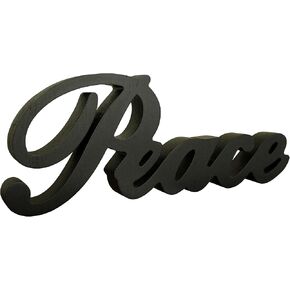 CVHOMEDECO. Rustic Vintage Distressed White Wooden Words Sign Free Standing "Peace" Tabletop/Shelf/Home Wall/Office Decoration Art, 11 x 4-1/4 x 1 Inch