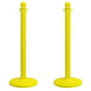Mr. Chain Stanchion, Yellow, 40-Inch Height, 2.5-Inch Diameter Pole, Pack of 2 (96402-2)