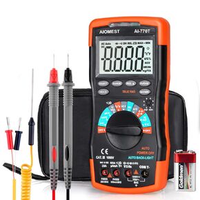 ANNMETER Digital Multimeter, AUTO-Ranging 6000 Counts TRMS DC&AC Vlotmeter Ohm Amp Resistance Capacitor Meter, Measures Frequency Duty Cycle Temp Transistor hEF AN-770S