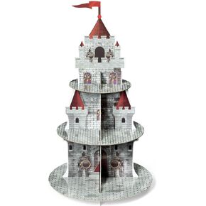 Cupcake Stand 3 Tiers Medieval Knight Cake Holder Stand Castle Birthday Party Cardboard Cupcake Holder Decorations Dessert Tower Party Supplies for Knight Party Birthday Baby Shower