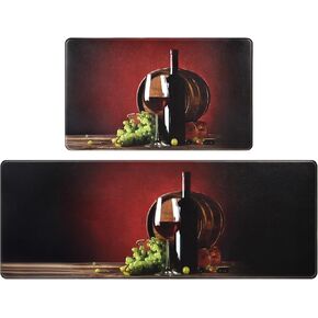 Alishomtll 2 PCS Kitchen Rugs, Floral Cushioned Anti-Fatigue Kitchen Rugs, Kitchen Mats for Kitchen Floor Laundry Office