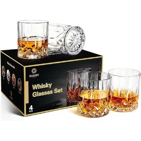 Gold Trim Crystal Whiskey Glass Set of 2,Old Fashioned Glasses-Luxury Gold,Perfect for Scotch Bourbon Rocks Cognac Vodka Gin Tequila Rum Liquor,Whiskey Gifts for Men in Saudi Arabia